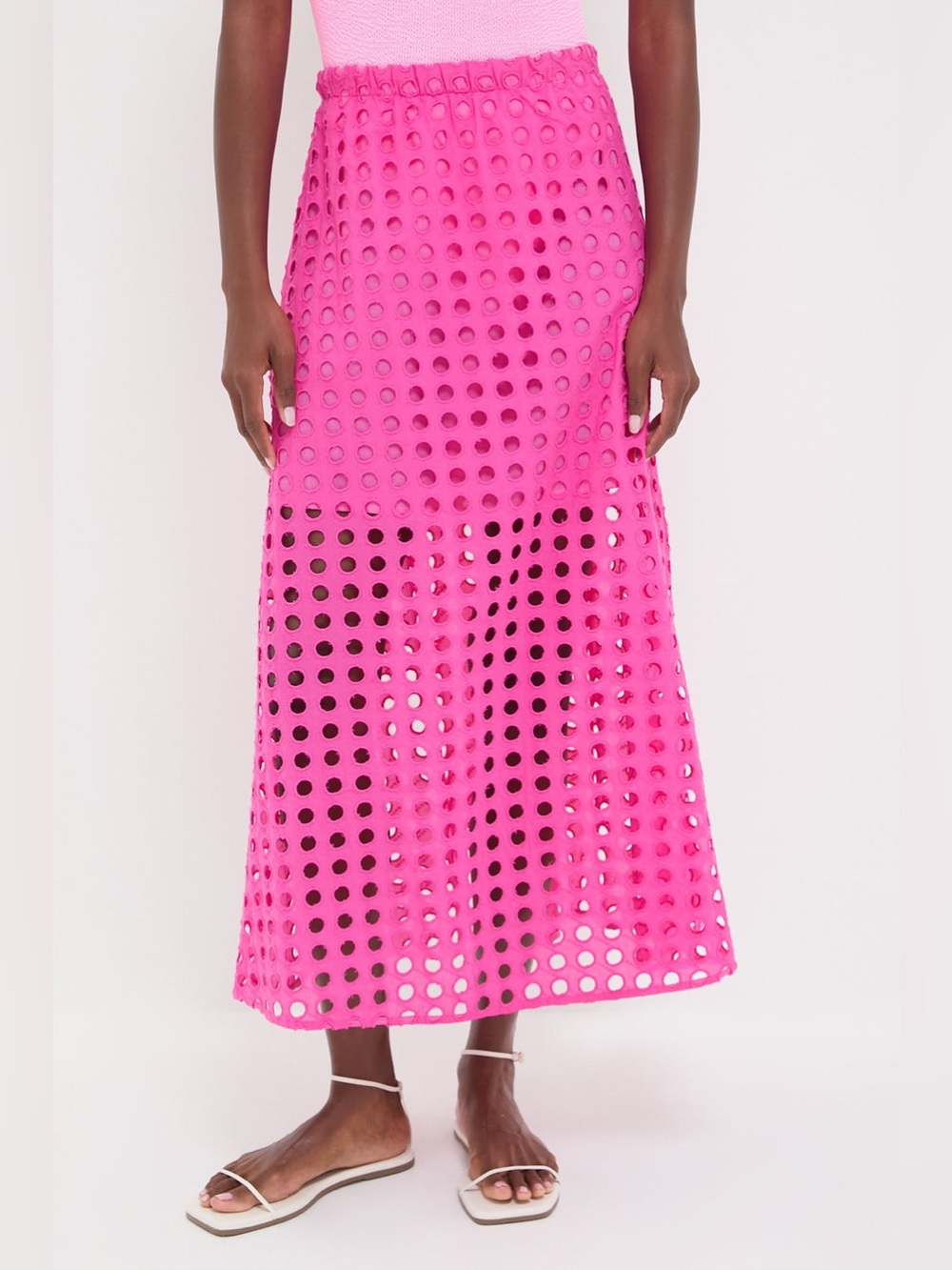 Tuckernuck Hot Pink Cotton Eyelet Eve Skirt Size Large - Picture 1 of 6